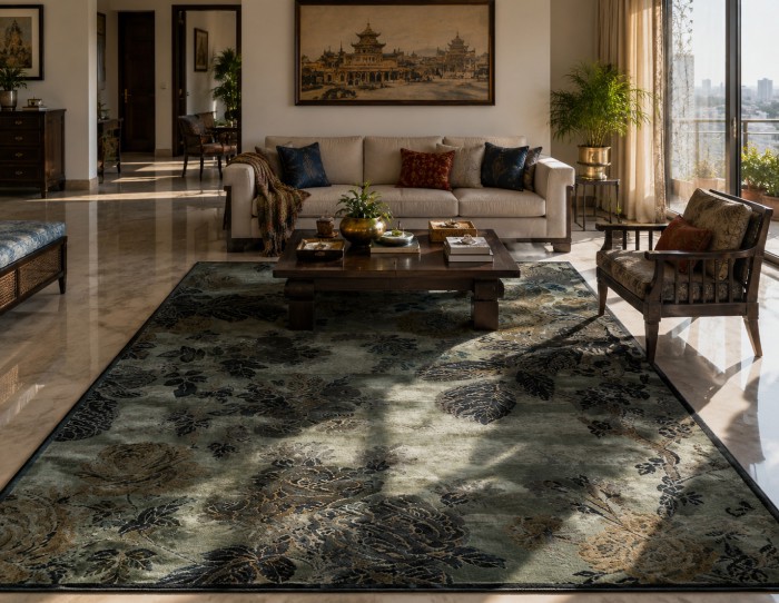 rug on marble floor